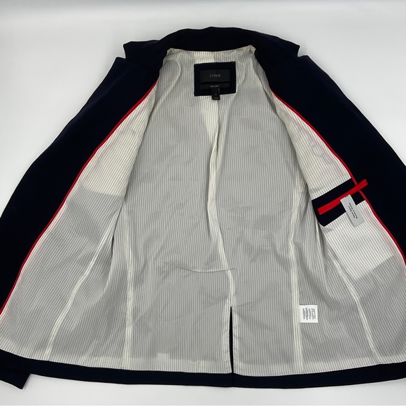 J. Crew Tall Regent Wool Flannel Blazer Dark Navy Fitted Lined Popped Collar EUC - Picture 12 of 16